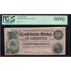 1864 $500 Confederate States of America Note PCGS 55PPQ