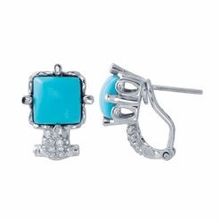 14KT White Gold 2.70ctw Turquoise and Diamond Earrings