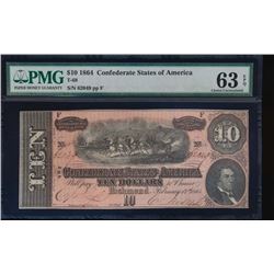 1864 $10 Confederate States of America Note PMG 63EPQ