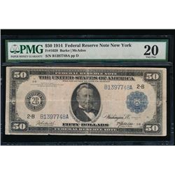 1914 $50 New York Federal Reserve Note PMG 20