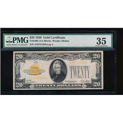 1928 $20 Gold Certificate PMG 35