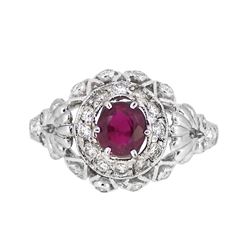 18KT White Gold 0.77ct Ruby and Diamond Ring