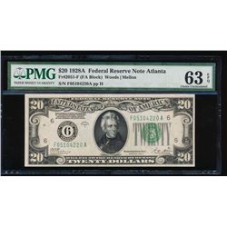 1928 $20 Atlanta Federal Reserve Note PMG 63EPQ