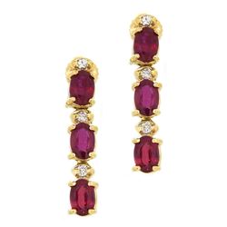 14KT White Gold 4.24ctw Ruby and Diamond Earrings