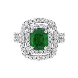 18KT White Gold 2.27ct GIA Cert Tsavorite and Diamond Ring