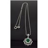 Image 4 : 14KT White Gold 0.25ct Emerald and Diamond Pendant with Chain