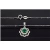 Image 5 : 14KT White Gold 0.25ct Emerald and Diamond Pendant with Chain