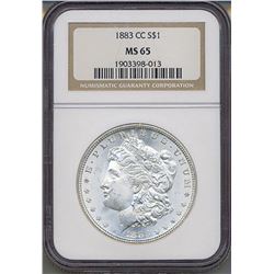 1883-CC $1 Morgan Silver Dollar Coin NGC MS65