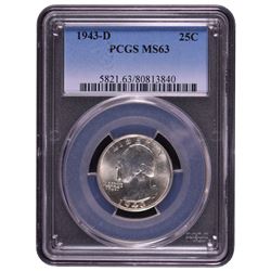 1943-D Washington Quarter Coin PCGS MS63