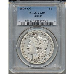 1890-CC $1 Morgan Silver Dollar PCGS VG08 Tailbar