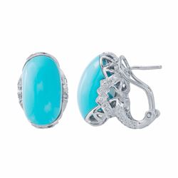 14KT White Gold 12.00ctw Turquoise and Diamond Earrings