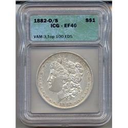 1882-O/S $1 Morgan Silver Dollar Coin ICG EF40