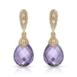 14KT Yellow Gold 4.48ctw Amethyst and Diamond Earrings