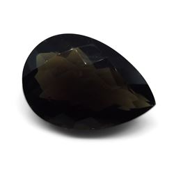 32.87ct Pear Checkerboard Smokey Quartz Gemstone