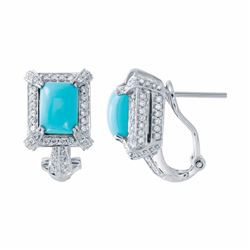 14KT White Gold 3.10ctw Turquoise and Diamond Earrings