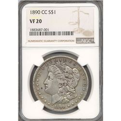 1890-CC $1 Morgan Silver Dollar Coin NGC VF20