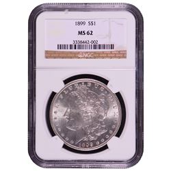 1899 $1 Morgan Silver Dollar Coin NGC MS62