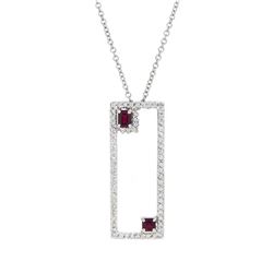 14KT White Gold 0.68ctw Ruby and Diamond Pendant with Chain