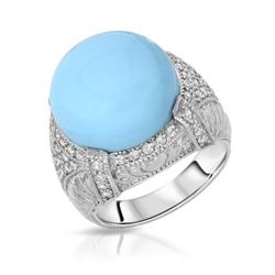 14KT White Gold 8.57ct Turquoise and Diamond Ring