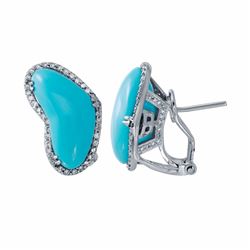 14KT White Gold 8.34ctw Turquoise and Diamond Earrings