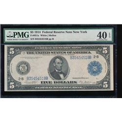 1914 $5 New York Federal Reserve Note PMG 40EPQ