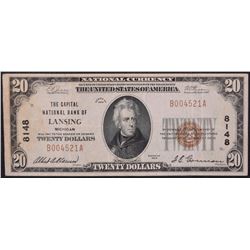 1929 $20 Capital National Bank of Lansing Note