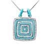 Image 1 : 14KT White Gold 3.08ctw Turquoise and Diamond Pendant with Chain