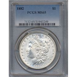 1882 $1 Morgan Silver Dollar Coin PCGS MS65