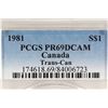 Image 3 : 1981 CANADA TRANS-CAN SILVER DOLLAR PCGS PR69 DCAM