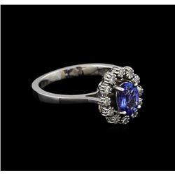 0.90 ctw Tanzanite and Diamond Ring - 14KT White Gold