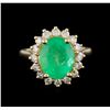 Image 2 : 4.67 ctw Emerald and Diamond Ring  - 14KT Yellow Gold