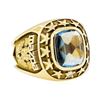 3.00 ctw Blue Topaz and Diamond Mazda Company Ring - 10KT Yellow Gold