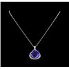 Image 2 : 28.05 ctw Tanzanite and Diamond Pendant With Chain - 14KT White Gold