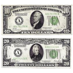 Lot of 1928B $10 & $20 Federal Reserve Notes