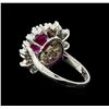 Image 3 : GIA Cert 2.17 ctw Ruby and Diamond Ring - 14KT White Gold