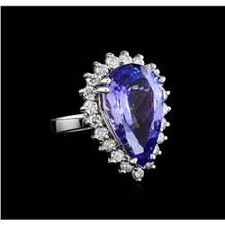 11.11 ctw Tanzanite and Diamond Ring - 14KT White Gold