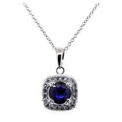 1.71 ctw Blue Sapphire Pendant With Chain - 14KT White Gold