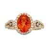 Image 1 : 1.53 ctw Fire Opal and Diamond Ring - 14KT Yellow Gold