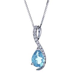 0.63 ctw Apatite and Diamond Pendant - 14KT White Gold