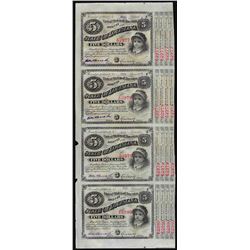 Uncut Sheet of (4) State of Louisiana Baby Bond Obsolete Notes