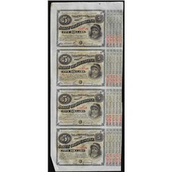 Uncut Sheet of (4) State of Louisiana Baby Bond Obsolete Notes