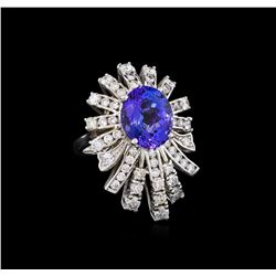 5.73 ctw Tanzanite and Diamond Ring - 14KT White Gold