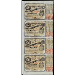 Uncut Sheet of (4) State of Louisiana Baby Bond Obsolete Notes