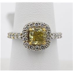 1.63 ctw Yellow and White Diamond Ring - 14KT White and Yellow Gold