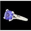 Image 1 : 1.77 ctw Tanzanite and Diamond Ring - Platinum