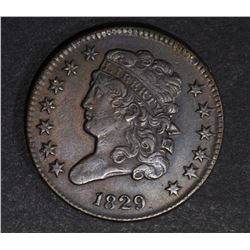 1829 HALF CENT, XF/AU