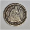 Image 1 : 1867-S SEATED HALF DIME, VG/F  a few marks