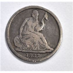 1837 SEATED HALF DIME, FINE