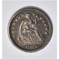 1857-O SEATED HALF DIME, XF/AU