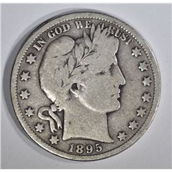 1895-S BARBER HALF DOLLAR, VG